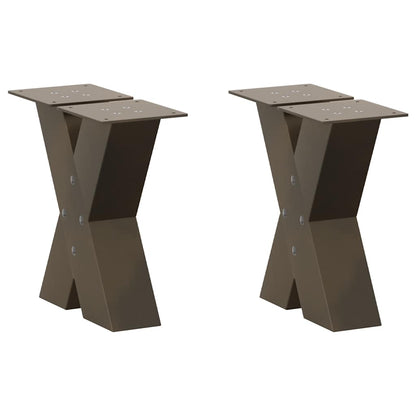 Couchtischbeine X-Form 2 Stk. Naturstahl 40x(30-31) cm Stahl