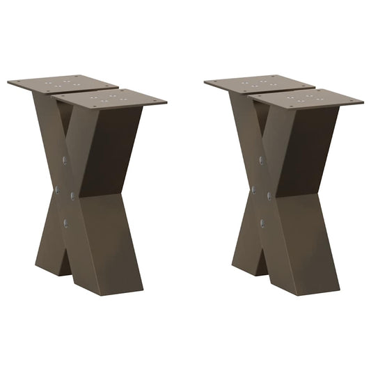 Couchtischbeine X-Form 2 Stk. Naturstahl 40x(30-31) cm Stahl