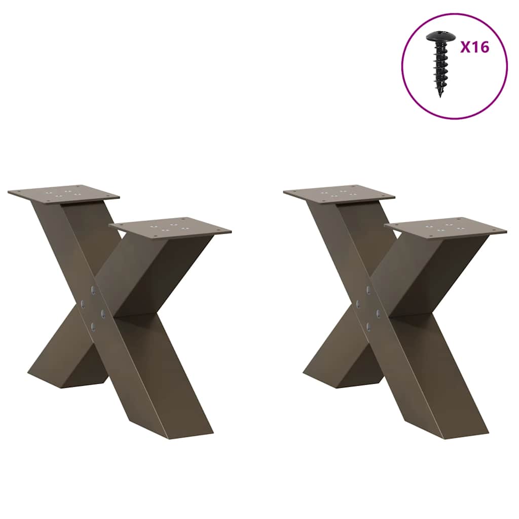 Couchtischbeine X-Form 2 Stk. Naturstahl 50x(30-31) cm Stahl