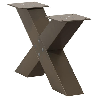 Couchtischbeine X-Form 2 Stk. Naturstahl 50x(30-31) cm Stahl