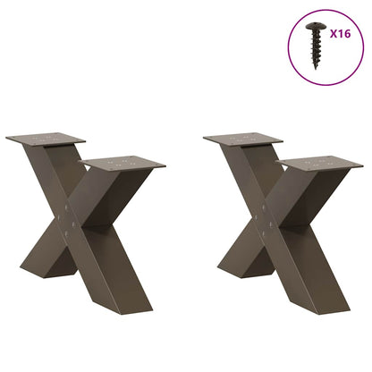 Couchtischbeine X-Form 2 Stk. Naturstahl 60x(30-31) cm Stahl