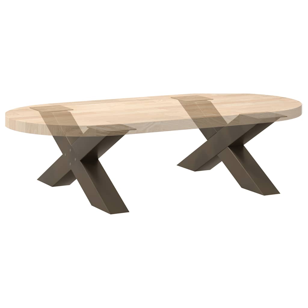 Couchtischbeine X-Form 2 Stk. Naturstahl 70x(30-31) cm Stahl