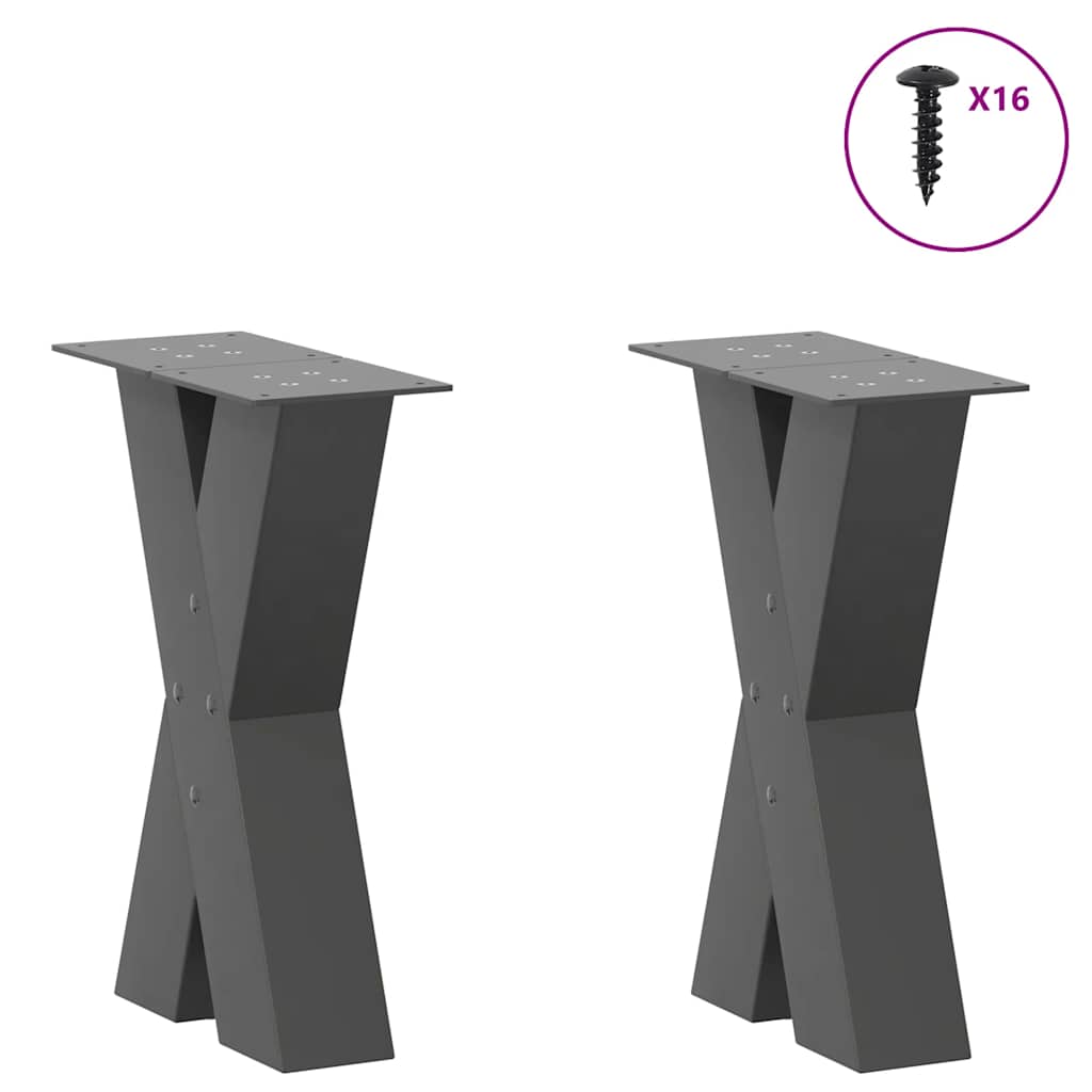 Couchtischbeine X-Form 2 Stk. Anthrazit 28x(42-43) cm Stahl