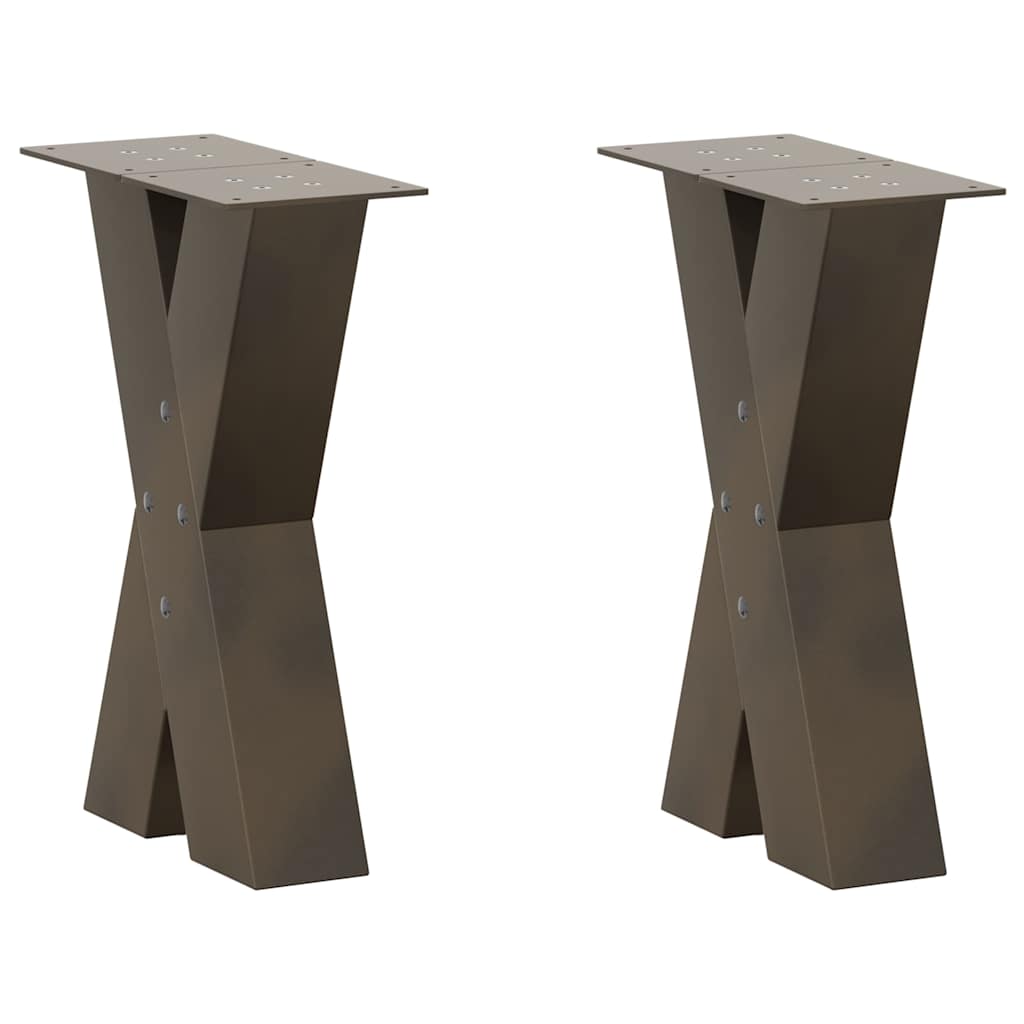 Couchtischbeine X-Form 2 Stk. Naturstahl 28x(42-43) cm Stahl
