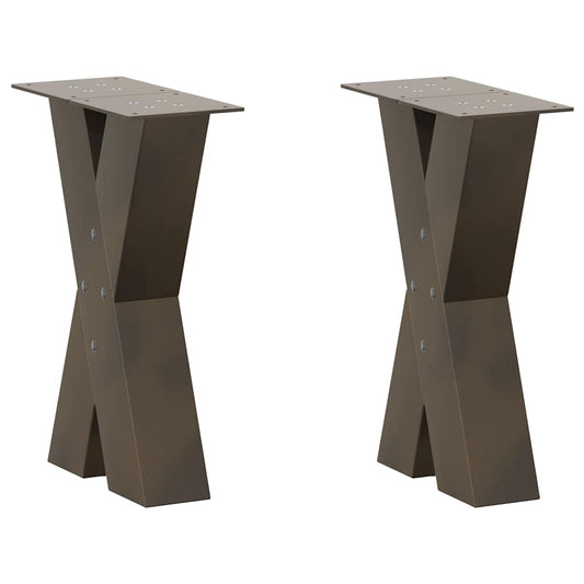 Couchtischbeine X-Form 2 Stk. Naturstahl 28x(42-43) cm Stahl