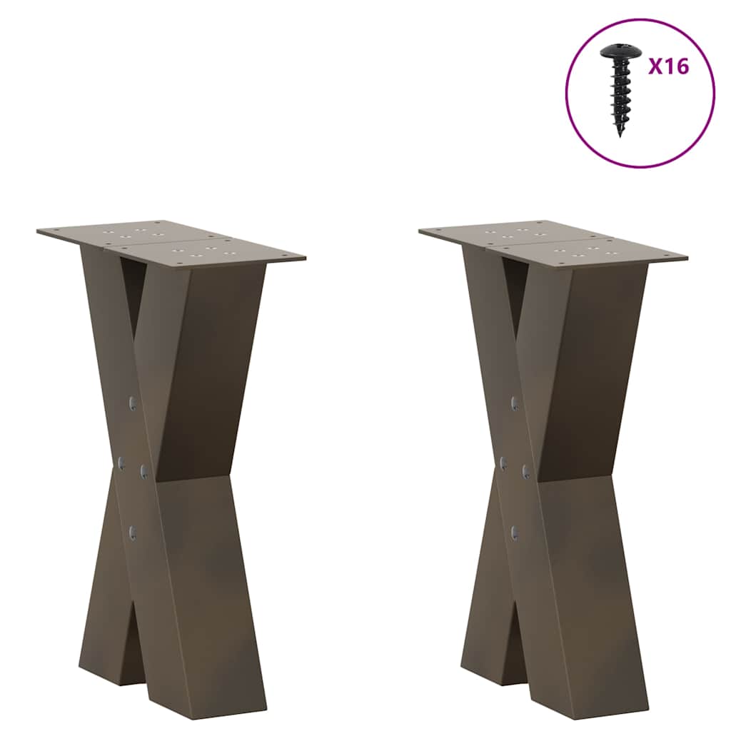 Couchtischbeine X-Form 2 Stk. Naturstahl 28x(42-43) cm Stahl