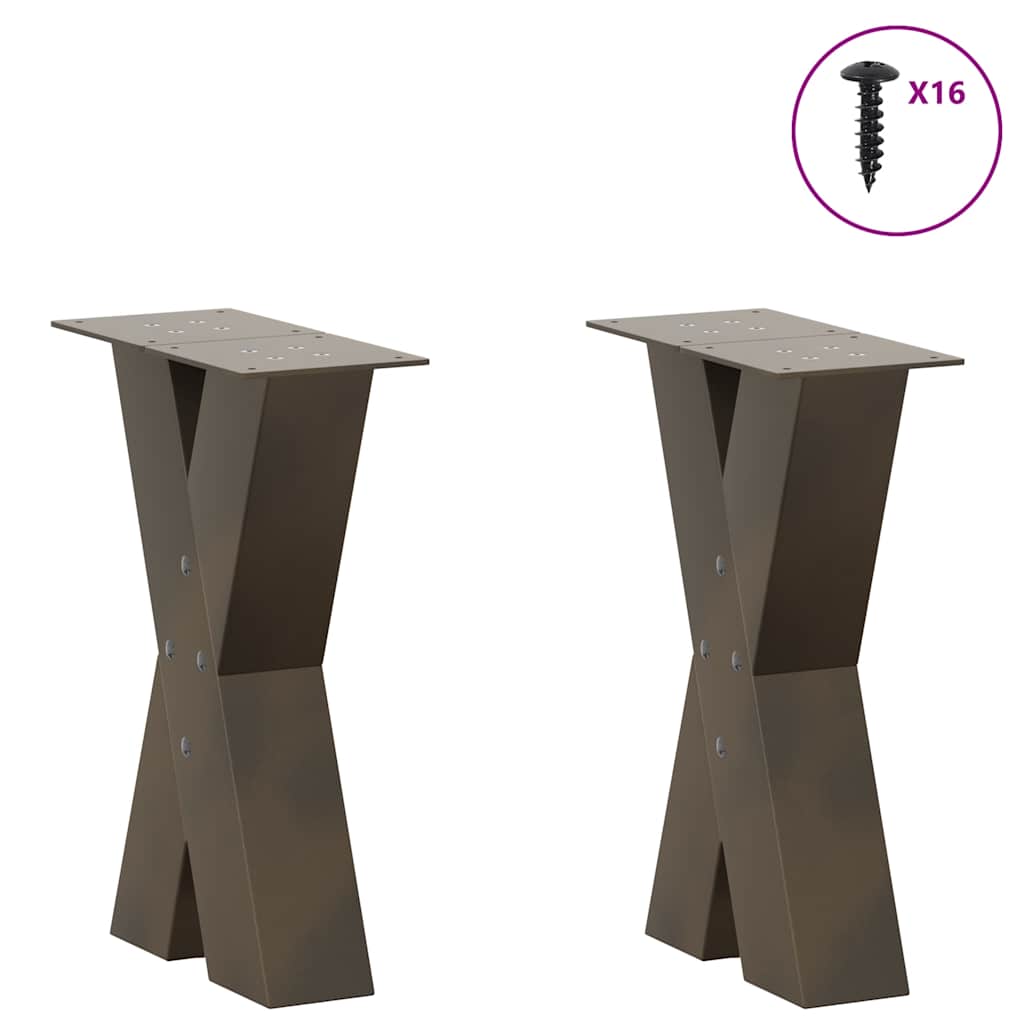Couchtischbeine X-Form 2 Stk. Naturstahl 38x(42-43) cm Stahl