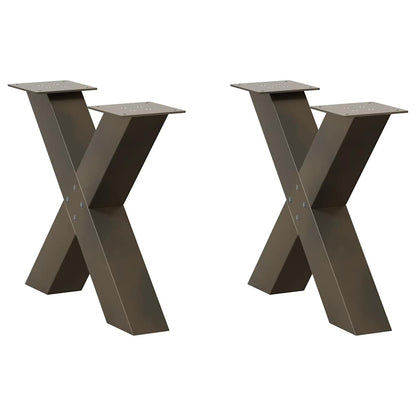 Couchtischbeine X-Form 2 Stk. Naturstahl 50x(42-43) cm Stahl