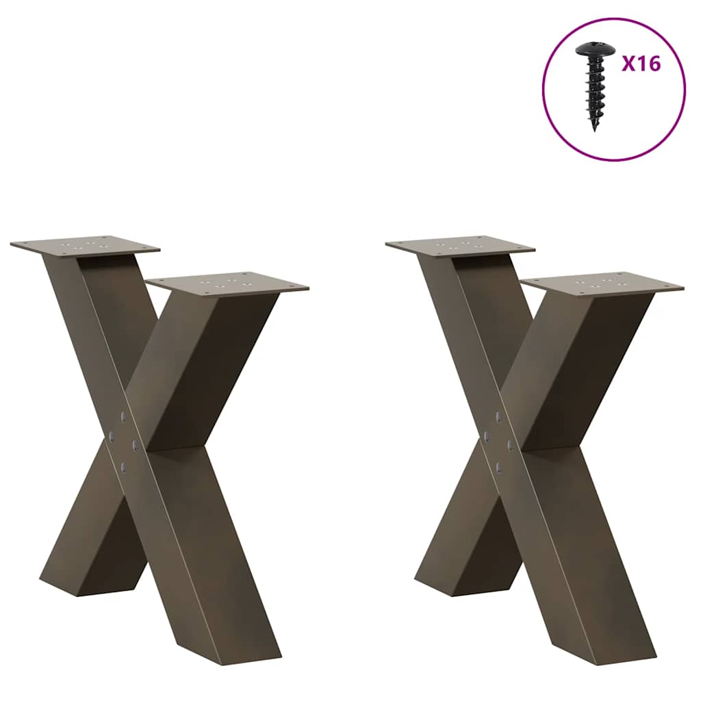Couchtischbeine X-Form 2 Stk. Naturstahl 50x(42-43) cm Stahl