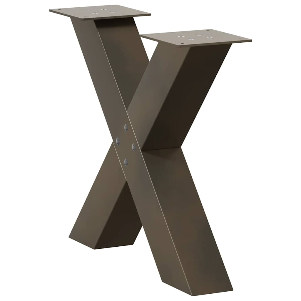 Couchtischbeine X-Form 2 Stk. Naturstahl 50x(42-43) cm Stahl