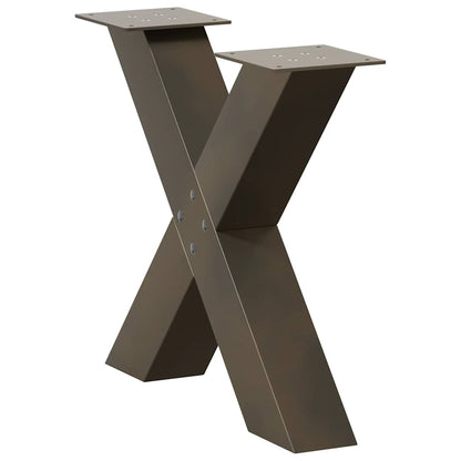 Couchtischbeine X-Form 2 Stk. Naturstahl 50x(42-43) cm Stahl