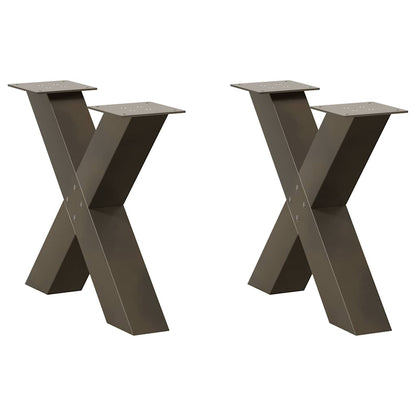 Couchtischbeine X-Form 2 Stk. Naturstahl 60x(42-43) cm Stahl