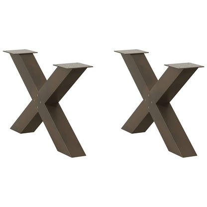 Couchtischbeine X-Form 2 Stk. Naturstahl 70x(42-43) cm Stahl