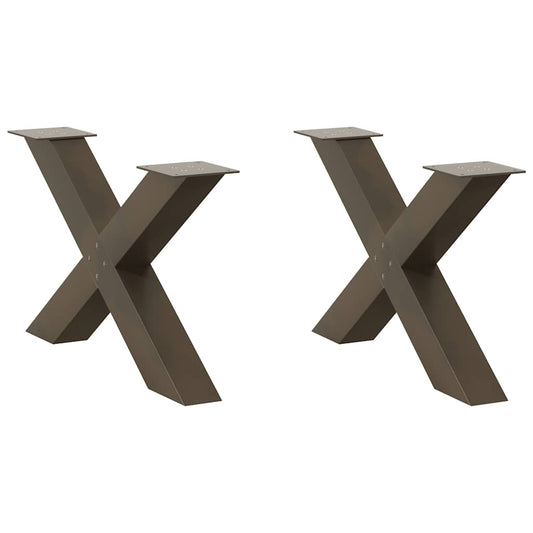 Couchtischbeine X-Form 2 Stk. Naturstahl 70x(42-43) cm Stahl