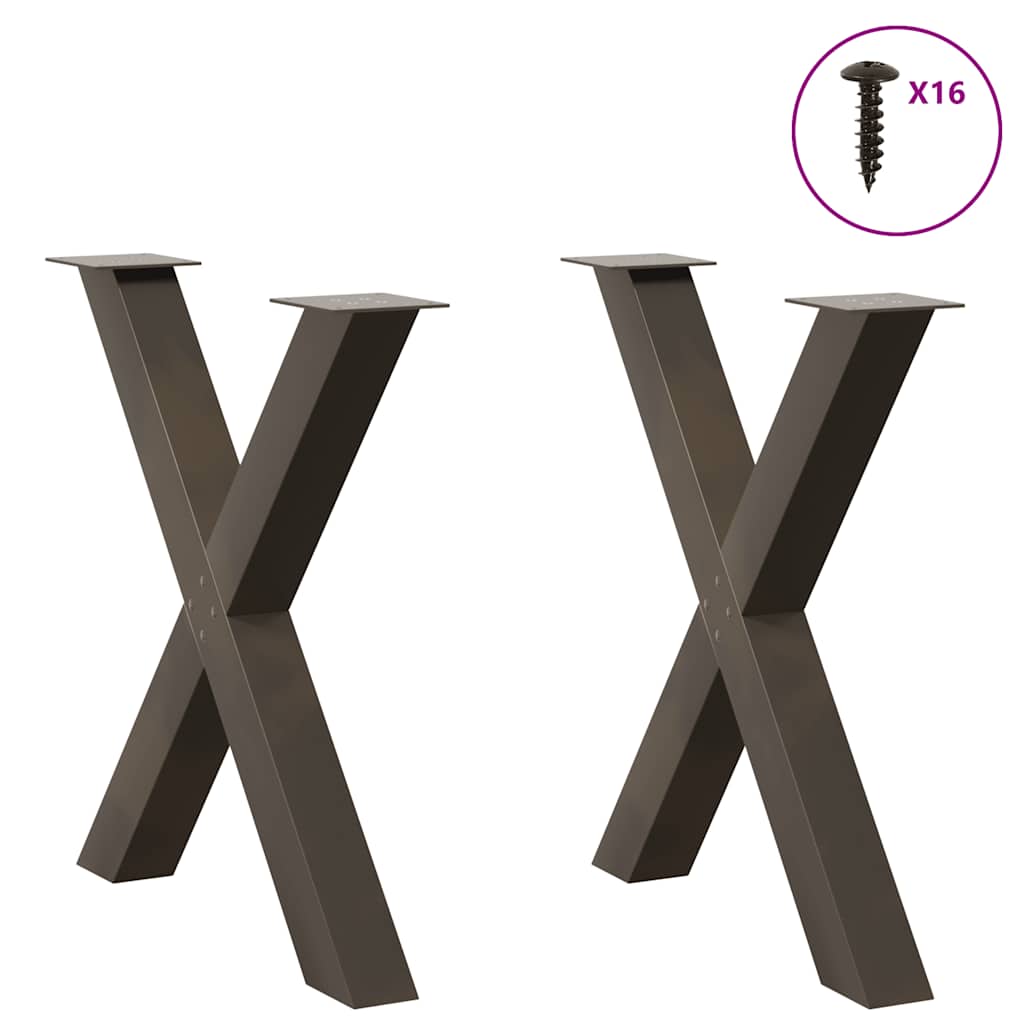 Esstischbeine X-Form 2 Stk. Naturstahl 70x(72-73) cm Stahl