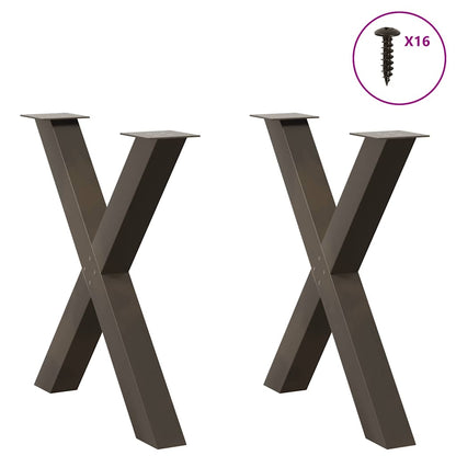 Esstischbeine X-Form 2 Stk. Naturstahl 70x(72-73) cm Stahl