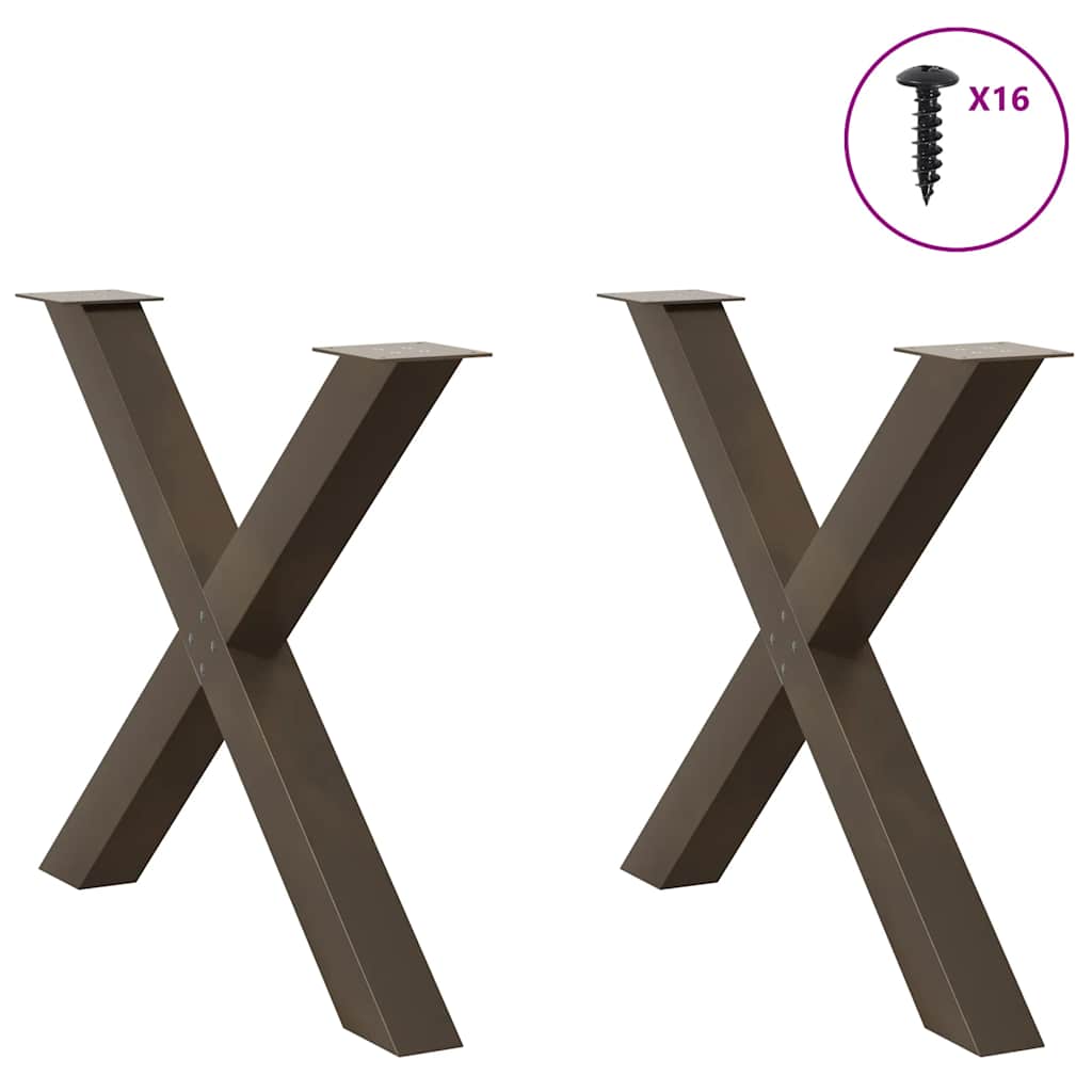 Esstischbeine X-Form 2 Stk. Naturstahl 90x(72-73) cm Stahl