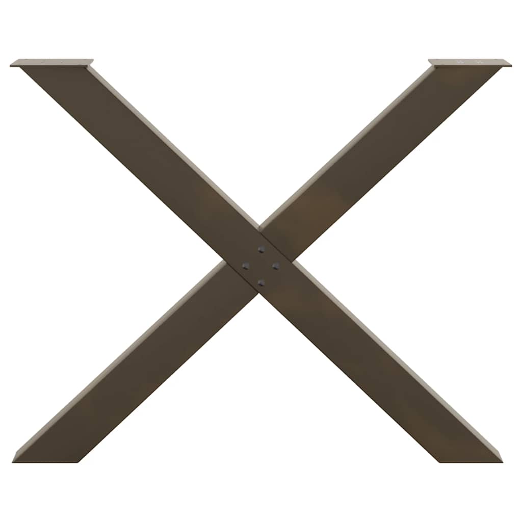 Esstischbeine X-Form 2 Stk. Naturstahl 90x(72-73) cm Stahl