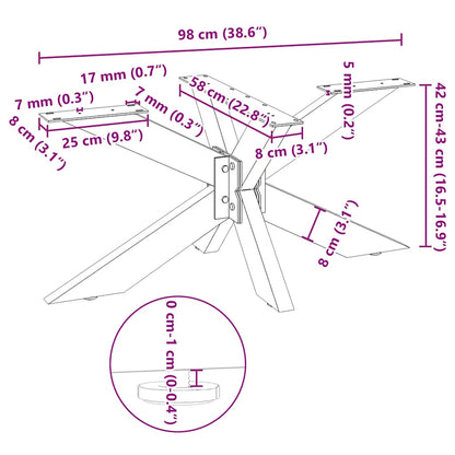 Couchtischbein in Spinnenform Weiß 98x58x(42-43) cm Stahl