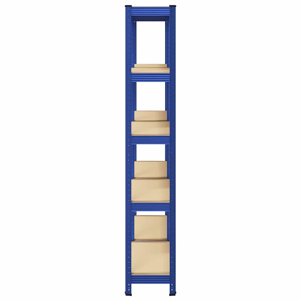 Lagerregale mit 5 Böden 2 Stk. Blau Stahl & Holzwerkstoff