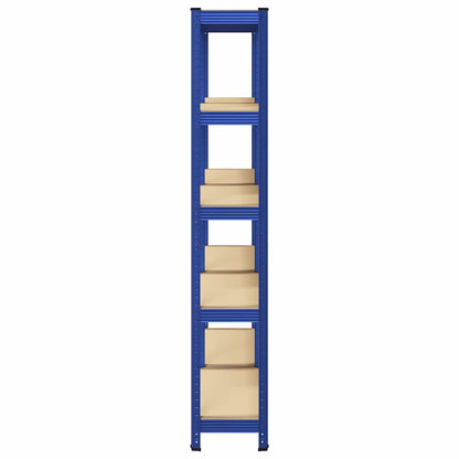 Lagerregale mit 5 Böden 2 Stk. Blau Stahl & Holzwerkstoff