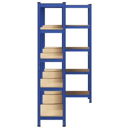 Lagerregale mit 5 Böden 3 Stk. Blau Stahl & Holzwerkstoff