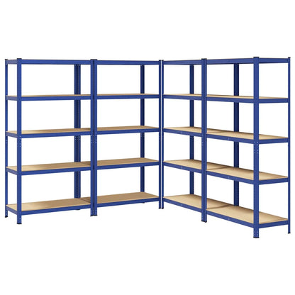 Lagerregale mit 5 Böden 4 Stk. Blau Stahl & Holzwerkstoff