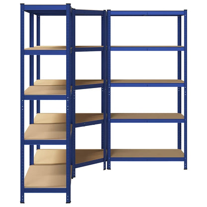 Regal-Set 5 Böden 3-tlg. Blau Stahl & Holzwerkstoff