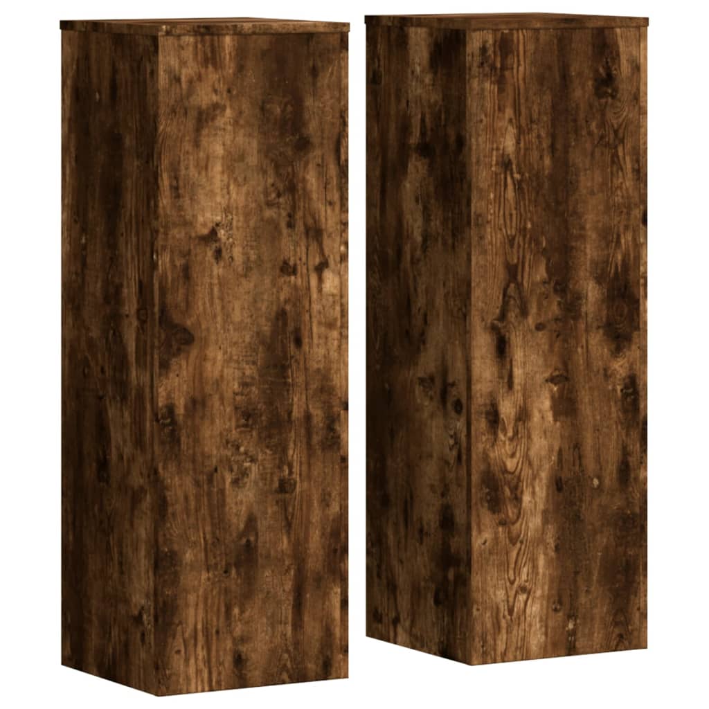 Pflanzenständer 2 Stk. Räuchereiche 33x33x100 cm Holzwerkstoff