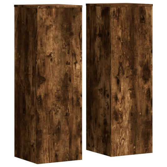 Pflanzenständer 2 Stk. Räuchereiche 33x33x100 cm Holzwerkstoff