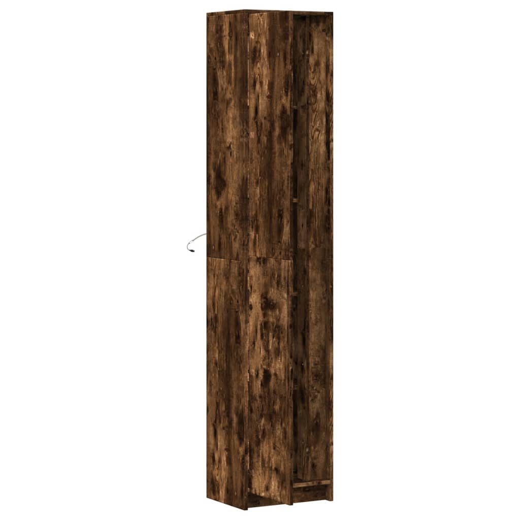 Highboard mit LED-Beleuchtung Räuchereiche 41,5x32,5x200 cm