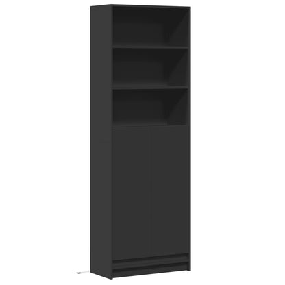 Highboard med LED-belysning Sort 69x32,5x200 cm