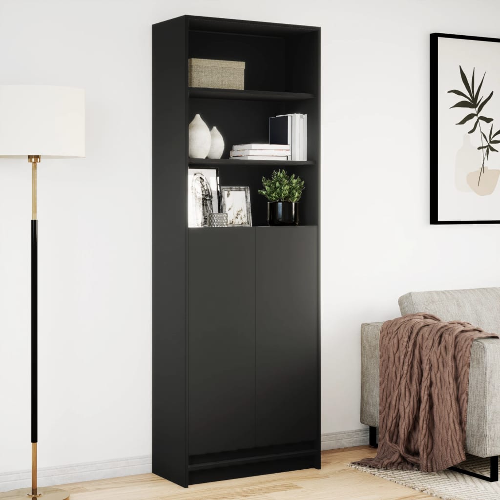 Highboard med LED-belysning Sort 69x32,5x200 cm