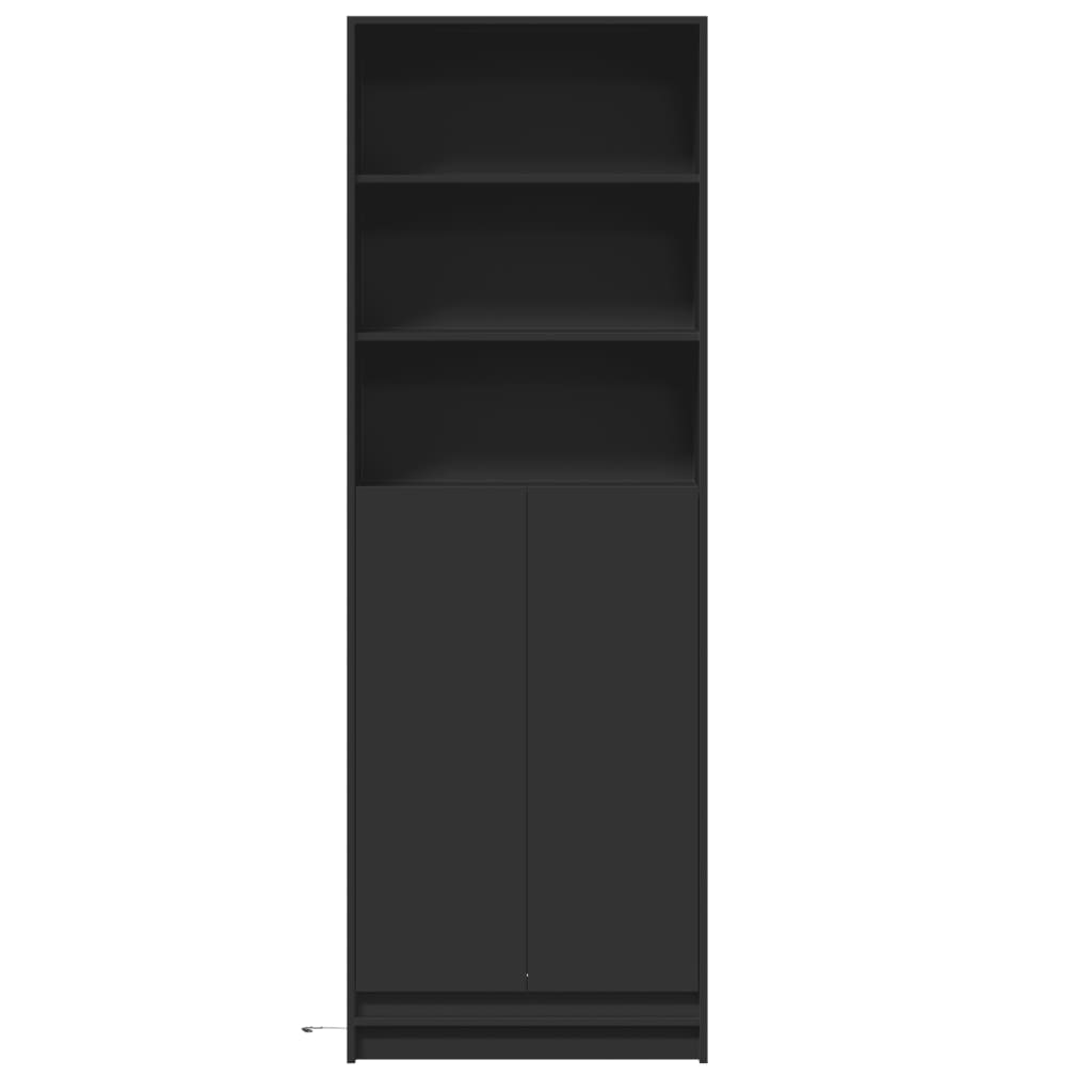 Highboard med LED-belysning Sort 69x32,5x200 cm