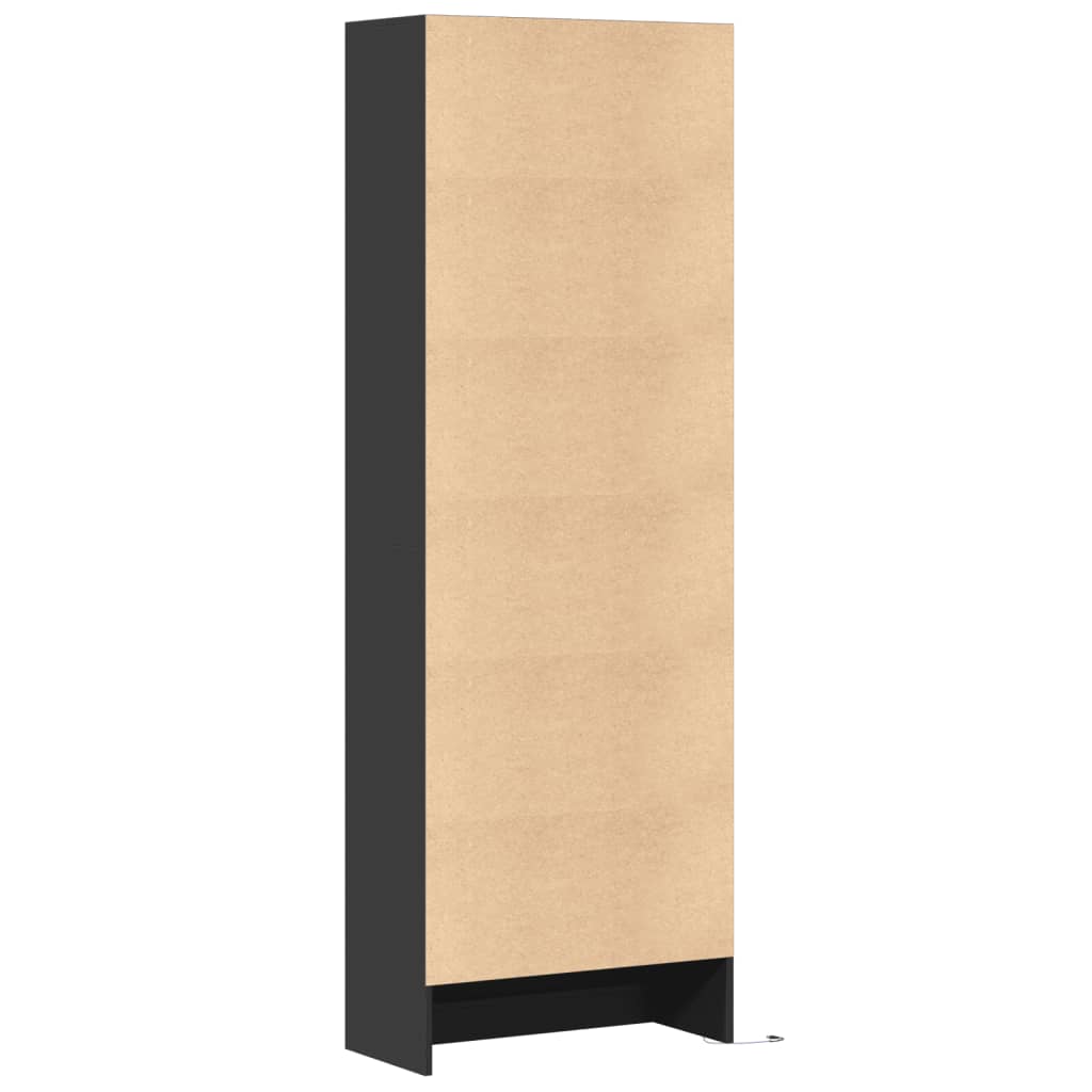Highboard med LED-belysning Sort 69x32,5x200 cm