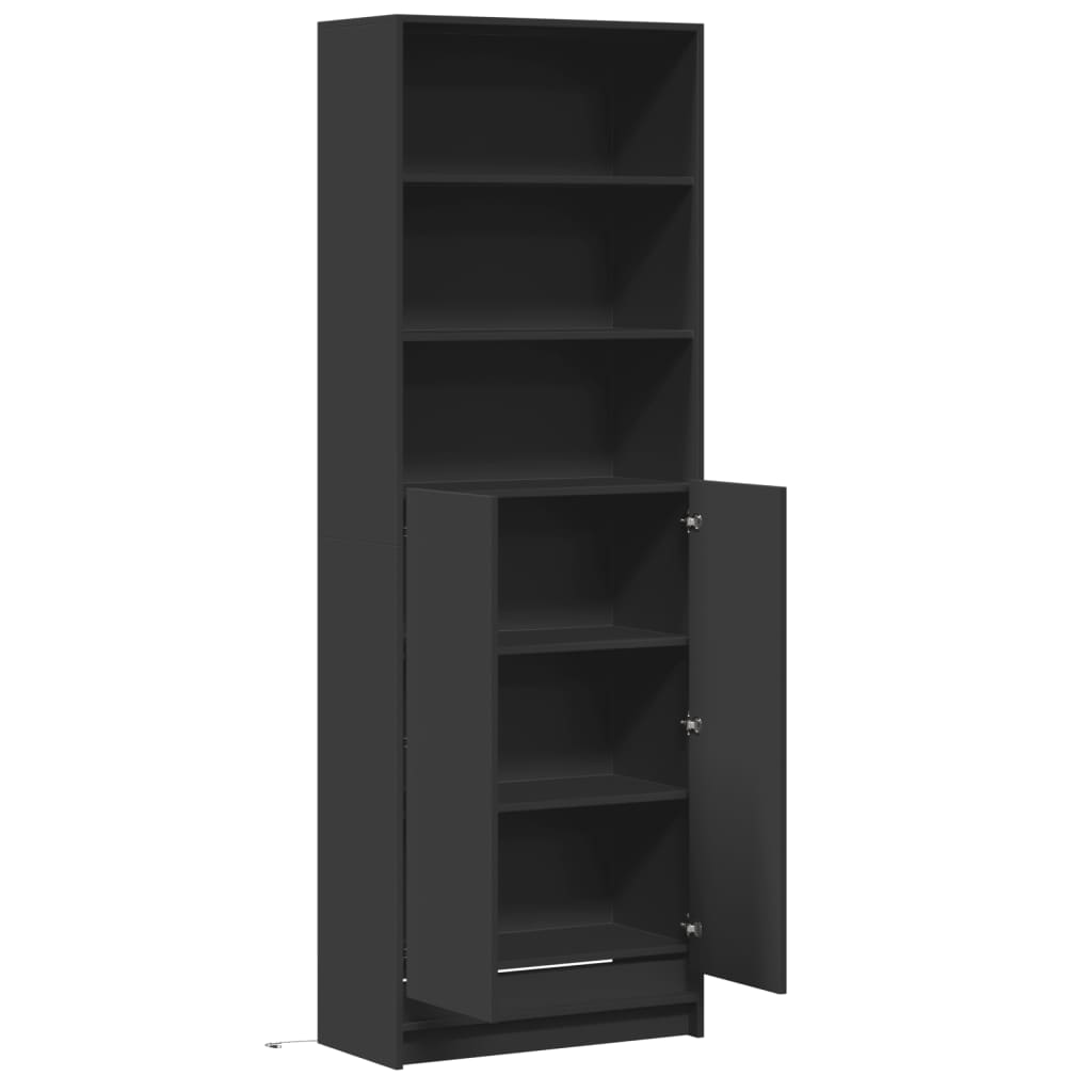 Highboard med LED-belysning Sort 69x32,5x200 cm