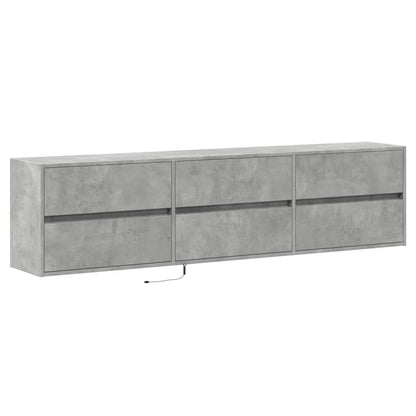 TV vægskab med LED betongrå 180x31x45 cm