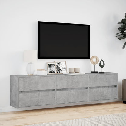 TV vægskab med LED betongrå 180x31x45 cm