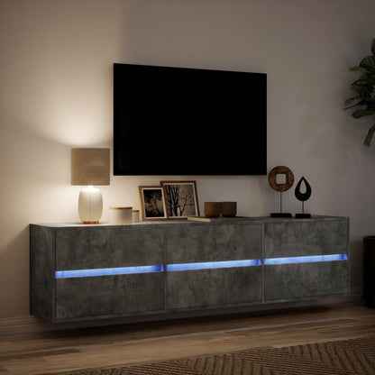 TV vægskab med LED betongrå 180x31x45 cm