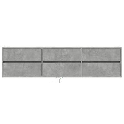 TV vægskab med LED betongrå 180x31x45 cm