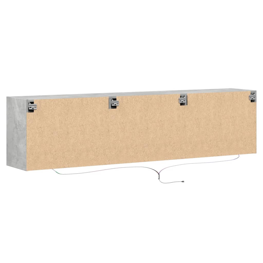 TV vægskab med LED betongrå 180x31x45 cm