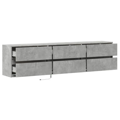 TV vægskab med LED betongrå 180x31x45 cm