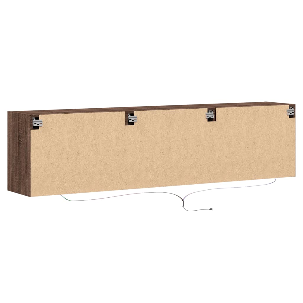TV-vægskab med LED brunt egetræslook 180x31x45 cm