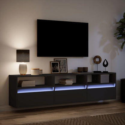 TV-Wandschrank mit LED Schwarz 180x31x45 cm