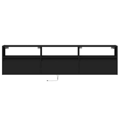 TV-Wandschrank mit LED Schwarz 180x31x45 cm