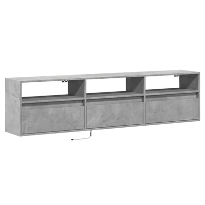 TV vægskab med LED betongrå 180x31x45 cm