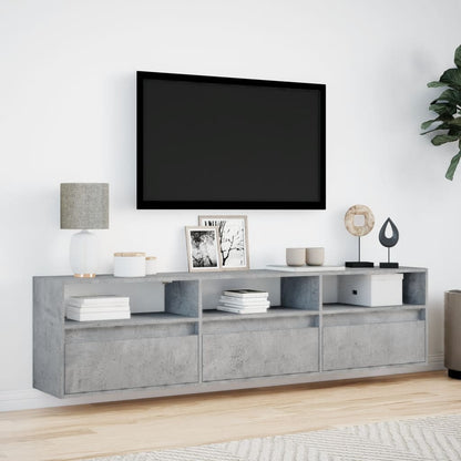 TV vægskab med LED betongrå 180x31x45 cm