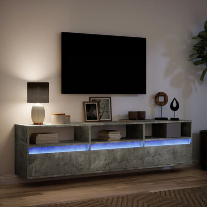 TV vægskab med LED betongrå 180x31x45 cm