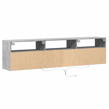TV vægskab med LED betongrå 180x31x45 cm