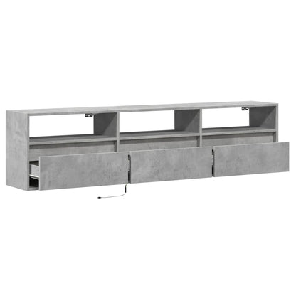 TV vægskab med LED betongrå 180x31x45 cm